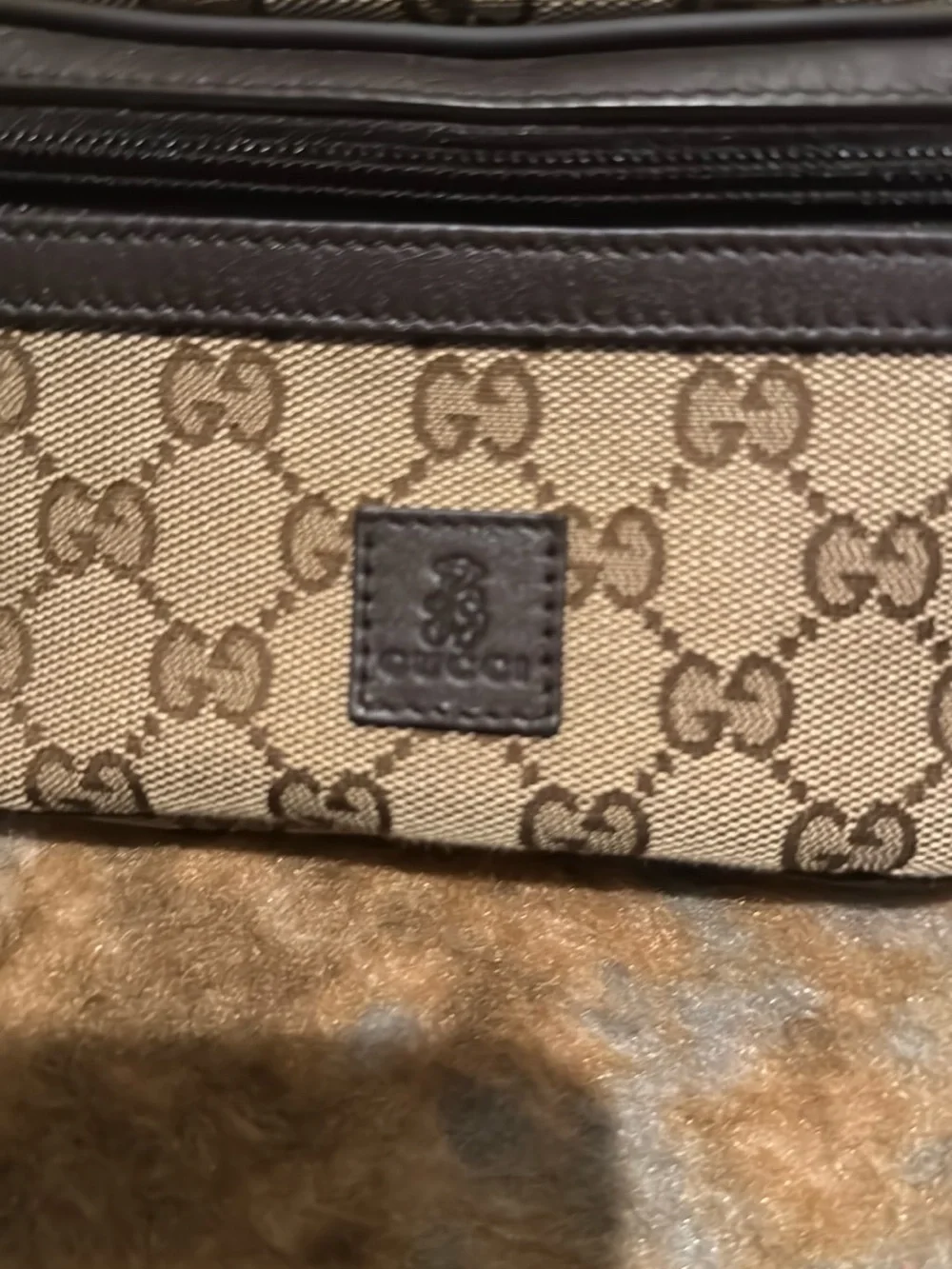 Gucci Brown-Beige GG Canvas Belt Bag with Signature Web Strap